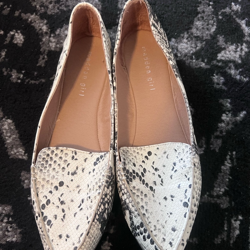 Madden Girl Black and White Flats with Perforated Design